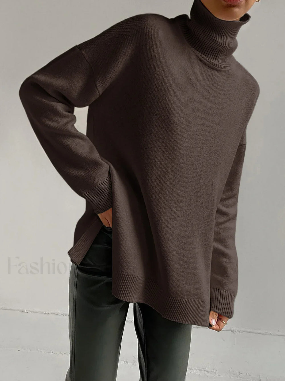 Lean On Graceful Me Turtleneck Sweater Brown / XS Sweaters L