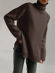 Lean On Graceful Me Turtleneck Sweater Brown / XS Sweaters L