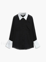 Leisure See Through Trendy Shirt With Cami Top Black / XS Shirts