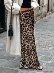Leopard Print Slim Maxi Skirt Skirts