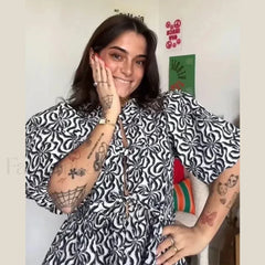 Leopard Sweet Bubble Casual Shirt Blouse Mixed Color / XS