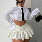 Letter Label Pleated Skirt