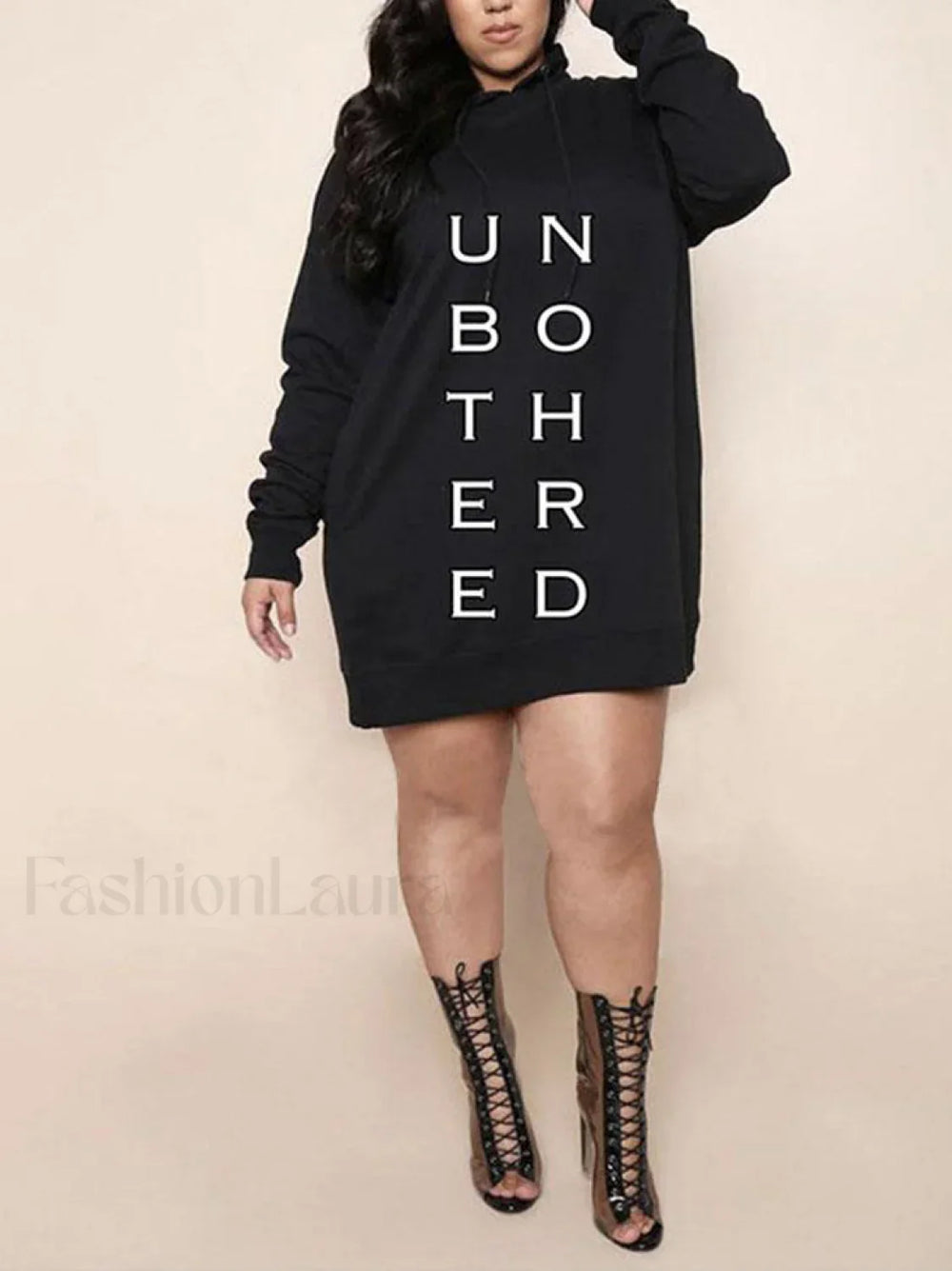 Letter Print Hoodie Dress Black / XL Sweatshirts & Hoodies L