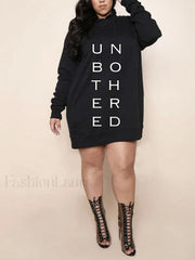 Letter Print Hoodie Dress Black / XL Sweatshirts & Hoodies L