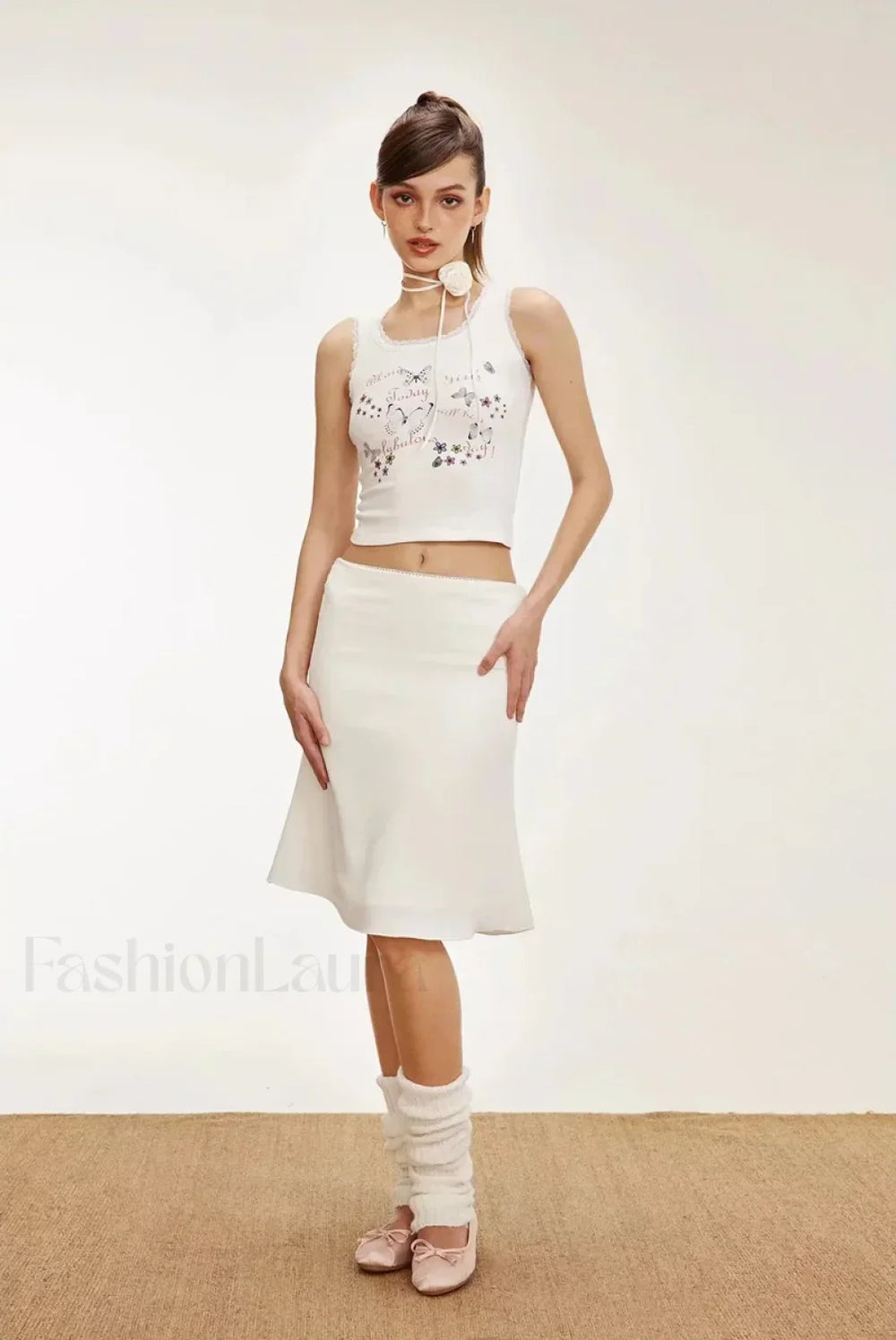 Lettuce Edge Mesh Plaid Skirt White / S