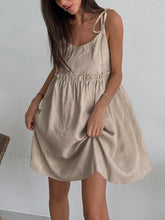 Levanzo Tied Graceful Shoulder Short Dress Light Brown / XS Dresses