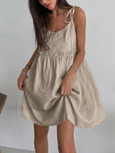 Levanzo Tied Shoulder Short Dress Light Brown / XS Dresses