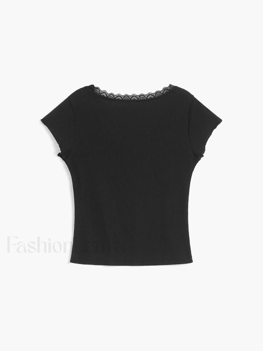 Like That Lace Trim Modern Cap Sleeve Crop Top T Shirts