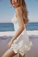 Lilou Ivory Stylish Ruffle Dress Party Dresses L