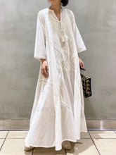Linen Lace Up White Boho Dress WHITE / One Size