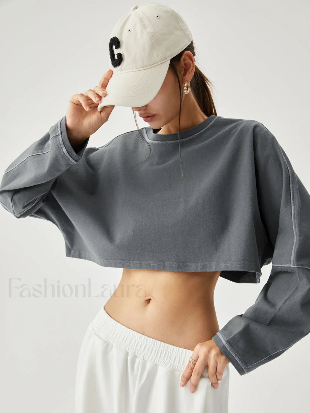 Living Easy Graceful Crop Sweatshirt Grey / XS Sweatshirts
