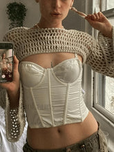 Long Sleeve Crochet Bolero Knit Top Beige / ONE SIZE Tops&Tees