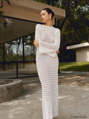 Love Galore Backless Trendy Knit Long Dress Sweaters L