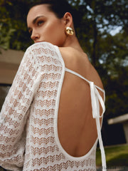 Love Galore Backless Trendy Knit Long Dress Sweaters L