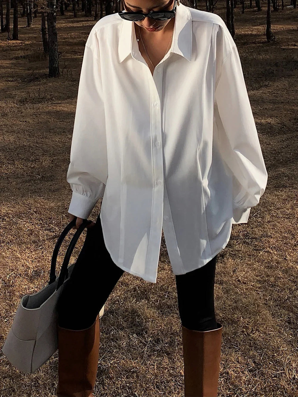 Made For You Trendy Oversized Button Down Shirt White / XS Shirts