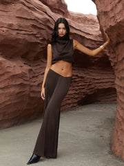 Maillard Asymmetric Graceful Pleaded Sleeveless Blouse Blouses