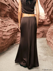 Maillard Asymmetric Graceful Waist Maxi Skirt Skirts