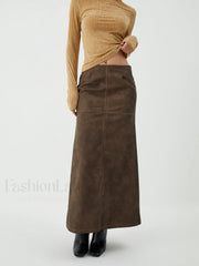 Maillard Washed Graceful Midi Skirt Skirts