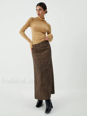 Maillard Washed Graceful Midi Skirt Skirts