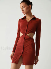 Make It Shine Trendy Cutout Knit Short Dress Knit Dresses