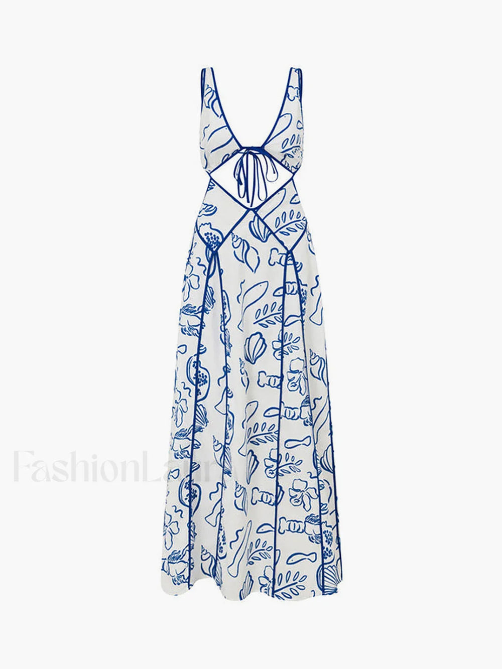 Marine Organism Pattern Trendy Backless Long Dress Dresses