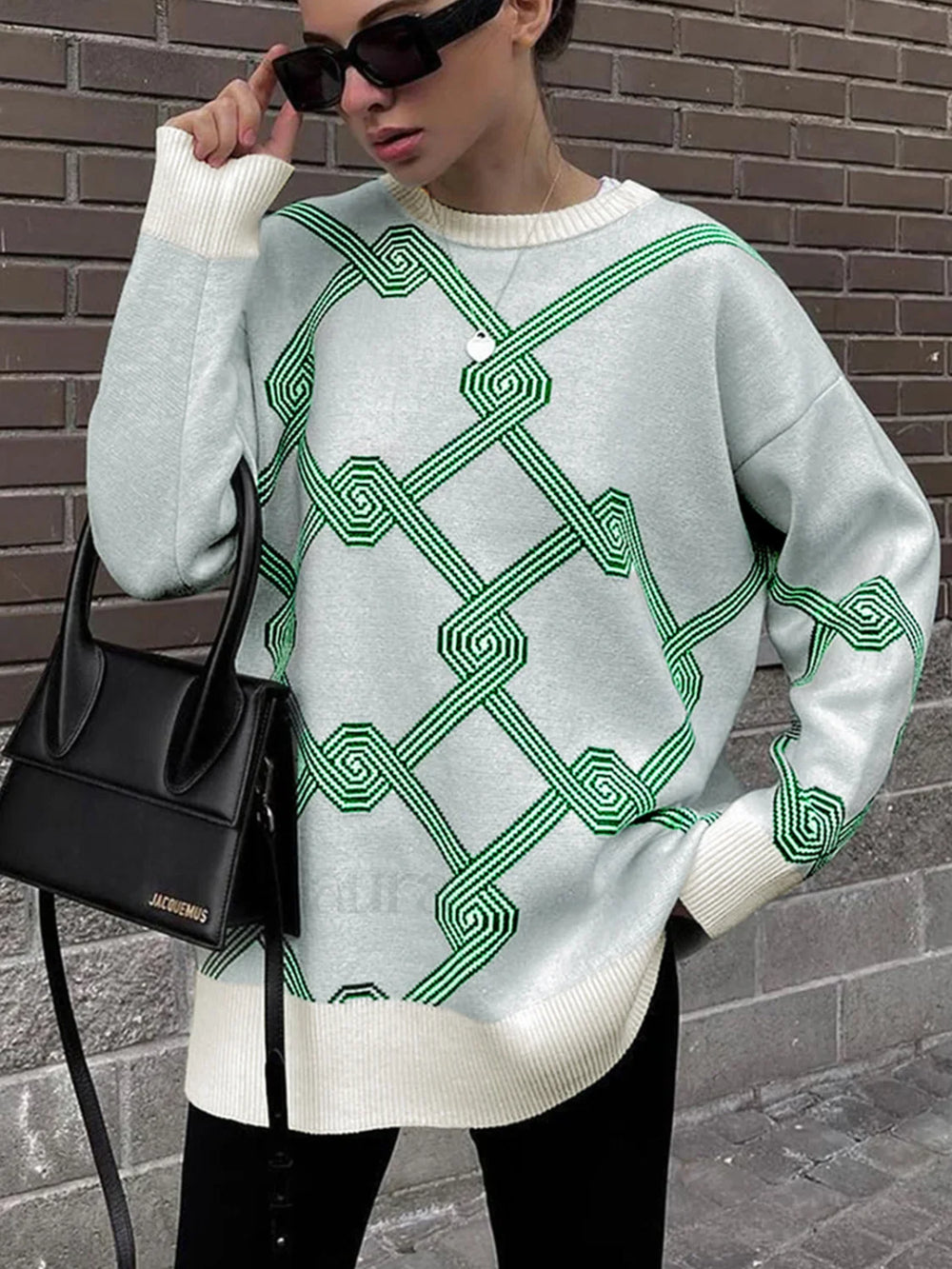 Maze Game Graceful Oversized Sweater Green / S Sweaters L