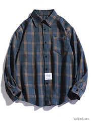 Men’s Checkered Long Sleeve Button Shirt Shirts