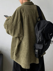 Men’s Corduroy Loose Button Down Shirt Tops&Tees