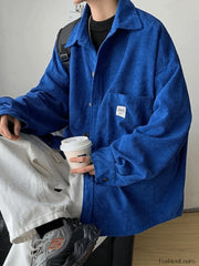 Men’s Corduroy Loose Button Down Shirt Tops&Tees