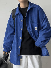 Men’s Corduroy Loose Button Down Shirt Tops&Tees