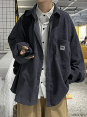 Men’s Corduroy Loose Button Down Shirt Tops&Tees