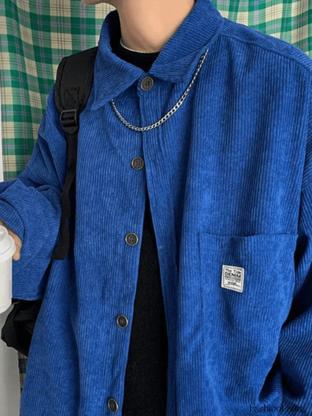 Men’s Corduroy Loose Button Down Shirt Tops&Tees