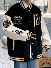 Men’s Embroidery Button Up Varsity Jacket Black / M Jackets
