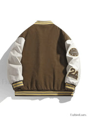 Men’s Embroidery Button Up Varsity Jacket Jackets