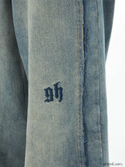 Men’s Faded Patchwork Distressed Loose Jeans loose jeans