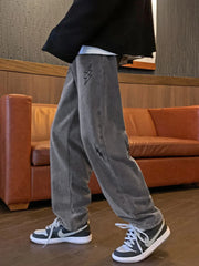 Men’s Lightning Embroidered Straight Jeans Straight leg jeans