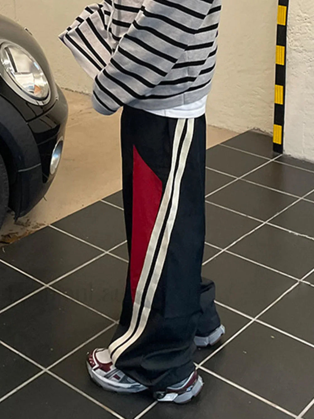 Men’s Panel Striped Loose Sweatpants Wide Leg Pants