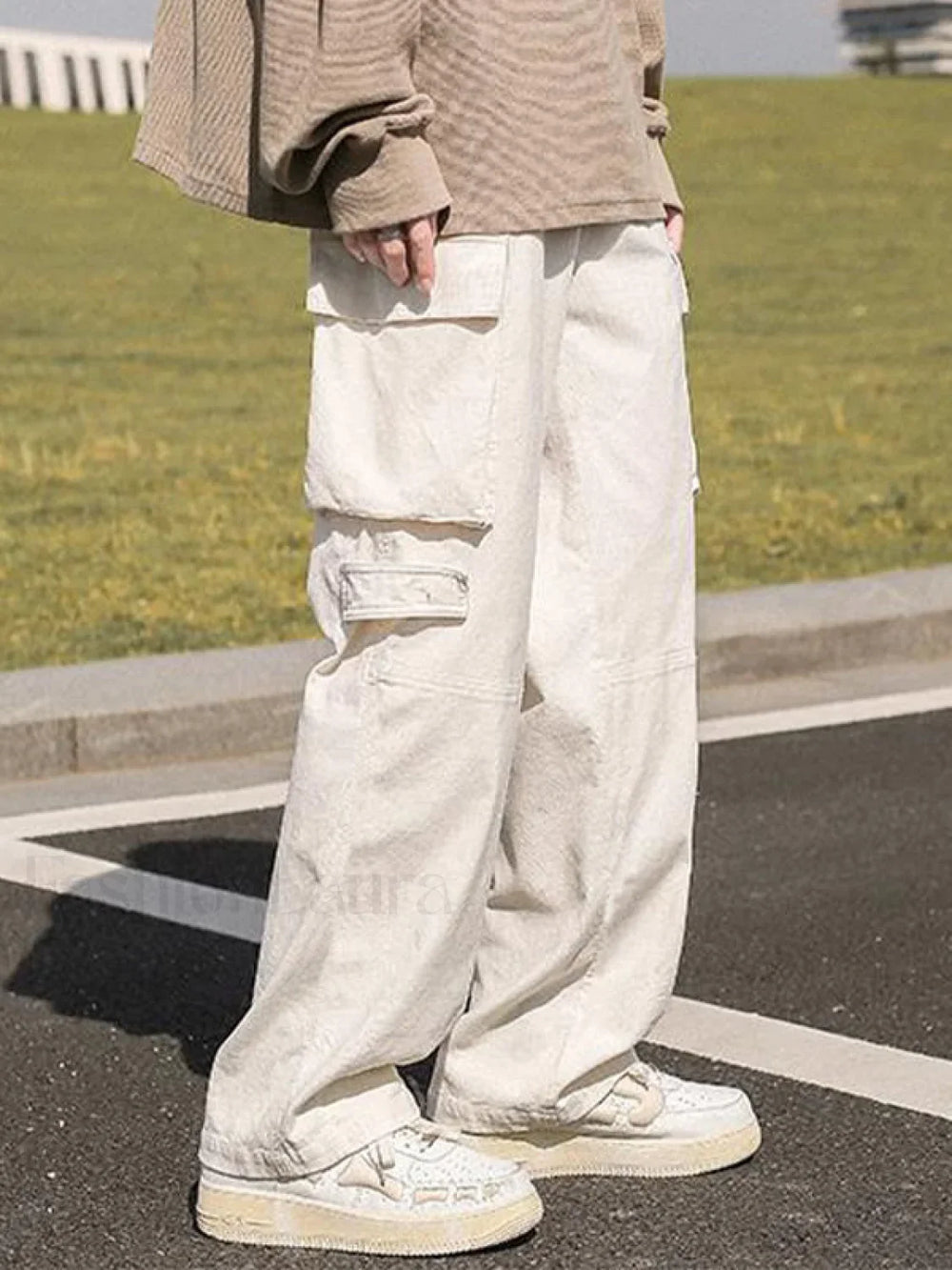 Men’s Patch Pocket Vintage Straight Cargo Pants Cargo Pants