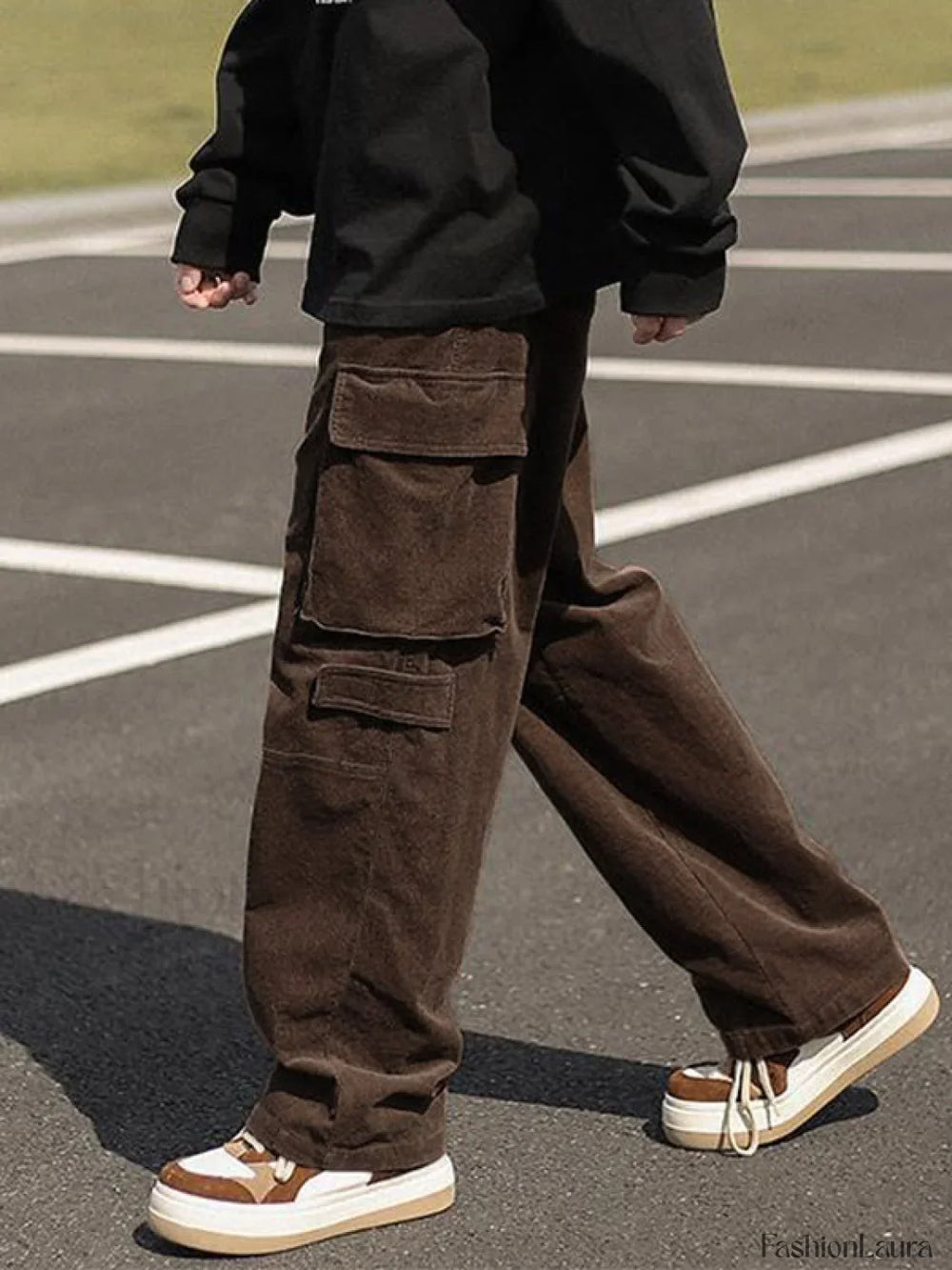 Men’s Patch Pocket Vintage Straight Cargo Pants Cargo Pants
