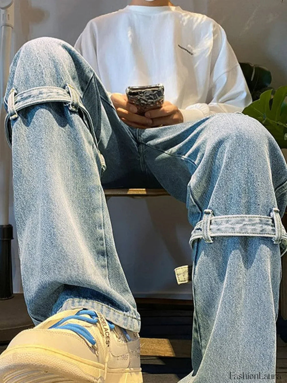 Men’s Vintage Straight Leg Cargo Jeans loose jeans