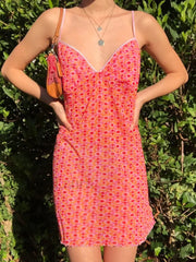 Mesh Floral Mini Dress Pink / S Mini Dresses