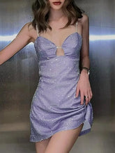 Metallic Cutout Slip Mini Dress Purple / S Mini Dresses