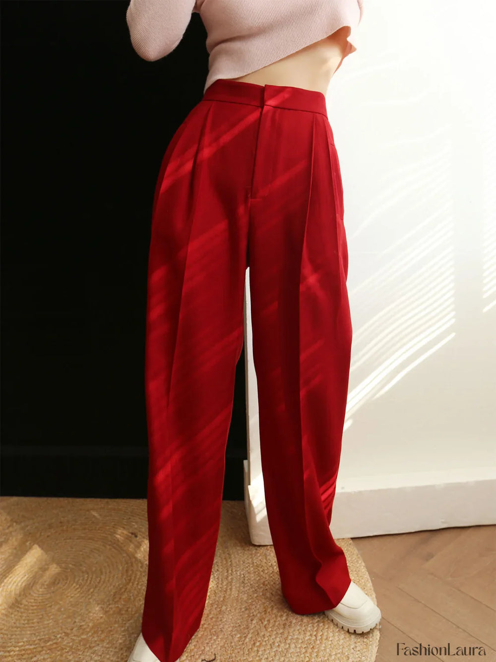 Middle Waist Graceful Pleated Tapered Pants Pants