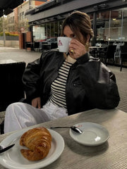 Minimalism Faux Graceful Leather Jacket PU Leather Jackets