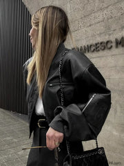 Minimalism Faux Graceful Leather Jacket PU Leather Jackets