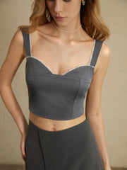 Minimalism Lace Trim Trendy Casual Tank Top Grey / XS Tank Tops & Camis