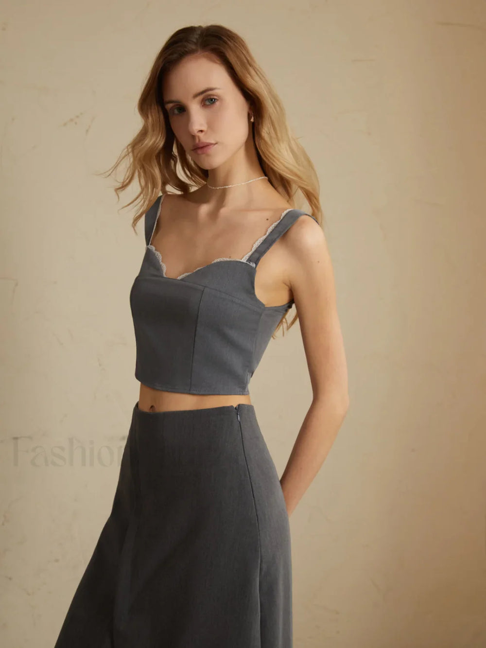 Minimalism Lace Trim Trendy Casual Tank Top Tank Tops & Camis