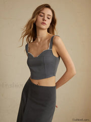 Minimalism Lace Trim Trendy Casual Tank Top Tank Tops & Camis