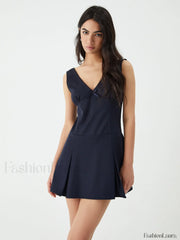 Minimalism V Neck Graceful Short Dress Dresses