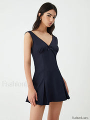 Minimalism V Neck Graceful Short Dress Dresses